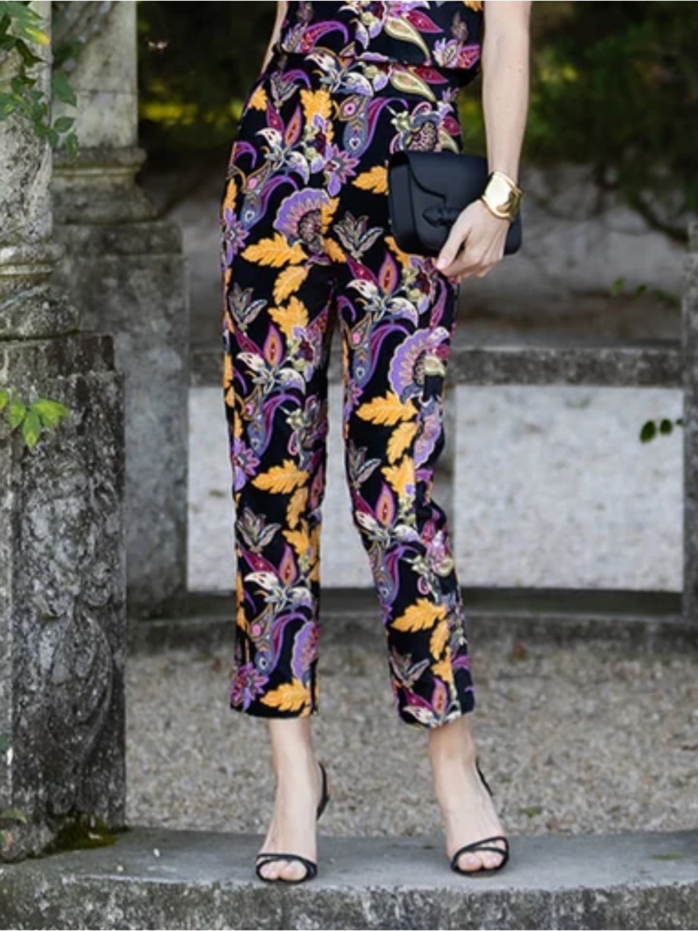 Julia Amory Jackie Velvet Pants in Noir Baroque Floral